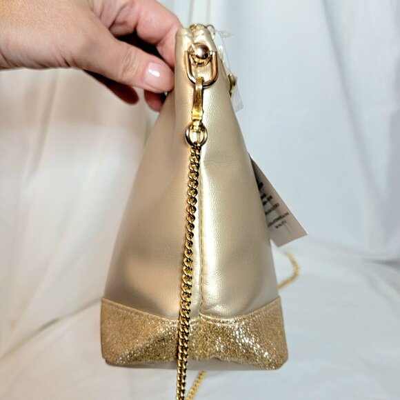 Jimmy Choo Parfums Gold Cosmetic Bag/Crossbody + Champagne Toast Set – 3fer, NWT - Picture 4 of 9